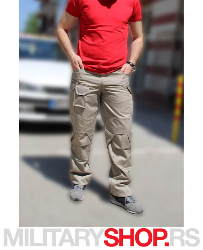 Moto pantalone sa ojačanjima bež boja