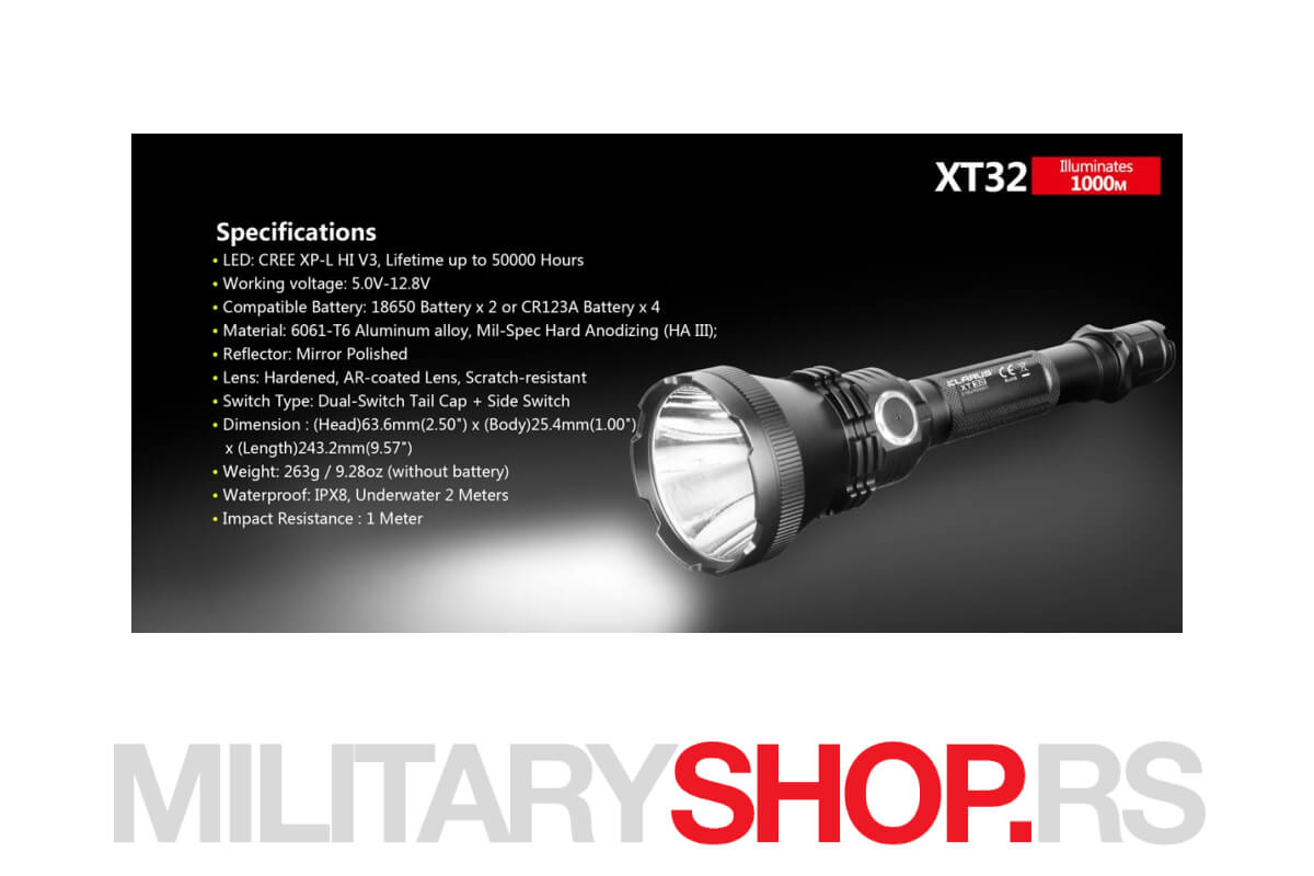 Lovacki komplet Lampa Klarus XT32