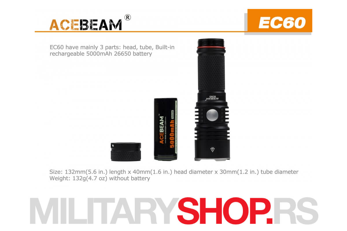 AceBeam lampa EC60 micro USB