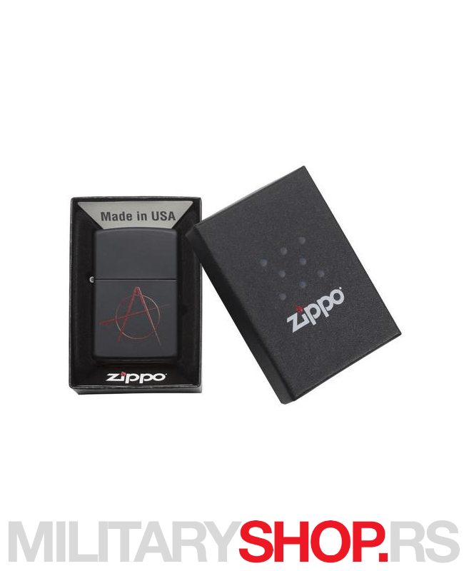 Crni Zippo upaljač sa znakom anarhije