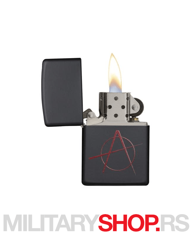 Crni Zippo upaljač sa znakom anarhije