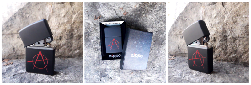 Crni Zippo upaljač sa znakom anarhije