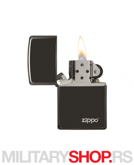 Visokopolirani crni upaljač sa logom Zippo