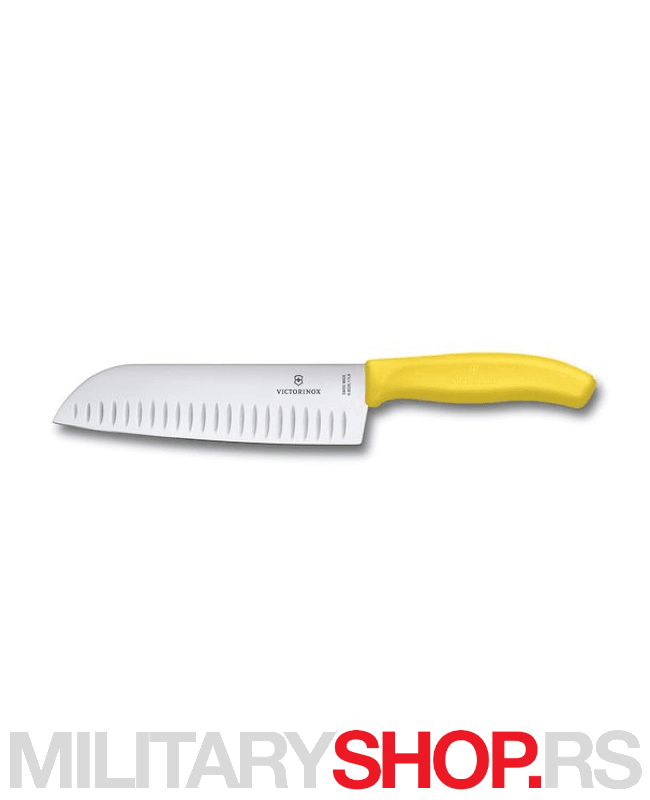 Kuhinjski nerđajući nož Victorinox Santoku žuti