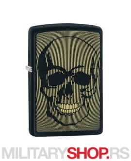 Crni upaljač sa gravurom lobanje Zippo 49216