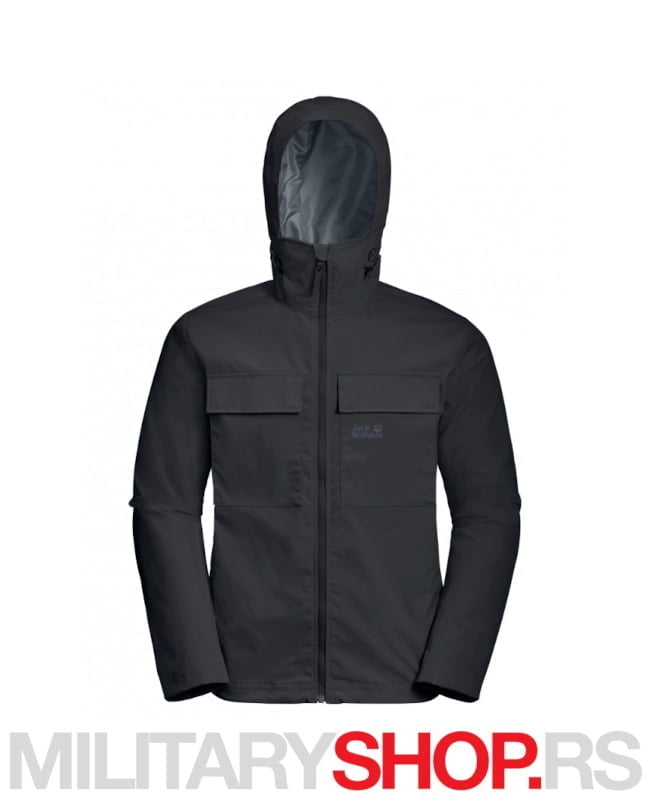Muška crna vetrovka Jack Wolfskin Storm