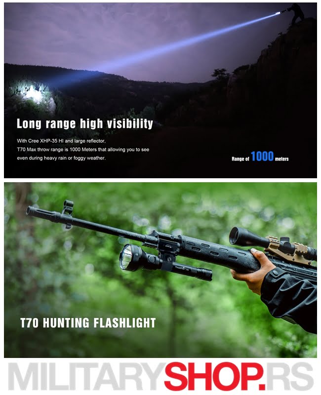 Trustfire Lovački Set T70 V2 Lampa - Slika 5