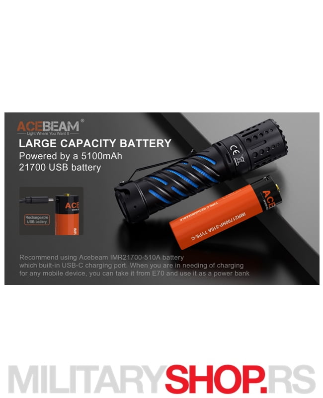Acebeam Baterijska Lampa E70 Ultra Pocket - Slika 4