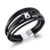Elegantna Muška Kožna Narukvica PH1391D Black - Military Shop