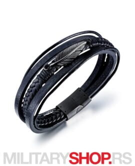 Elegantna Muška Kožna Narukvica PH1333H Black