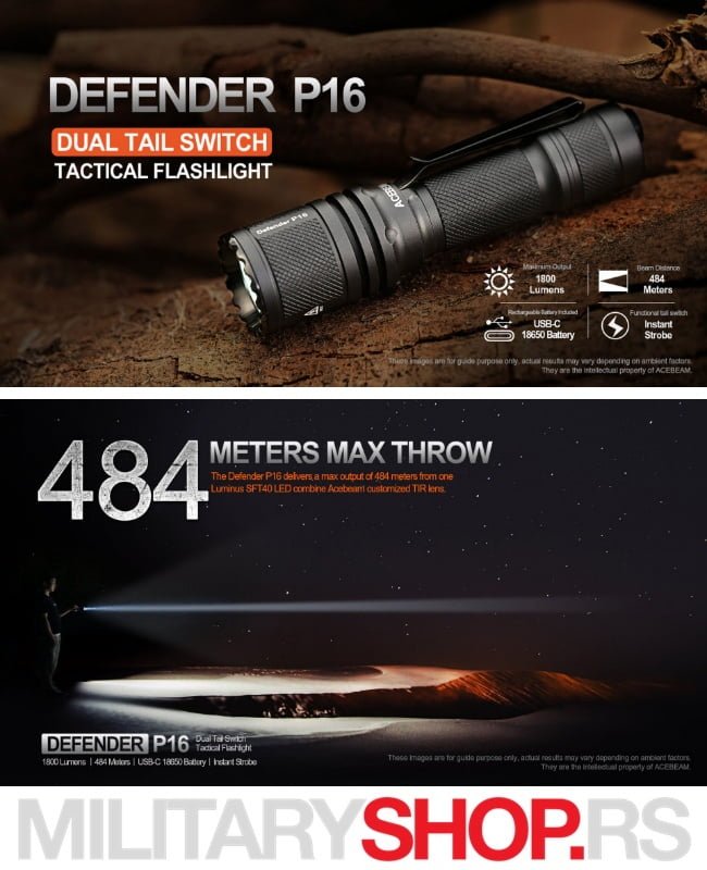 Acebeam P16 Defender LED Ručna Lampa - Slika 2