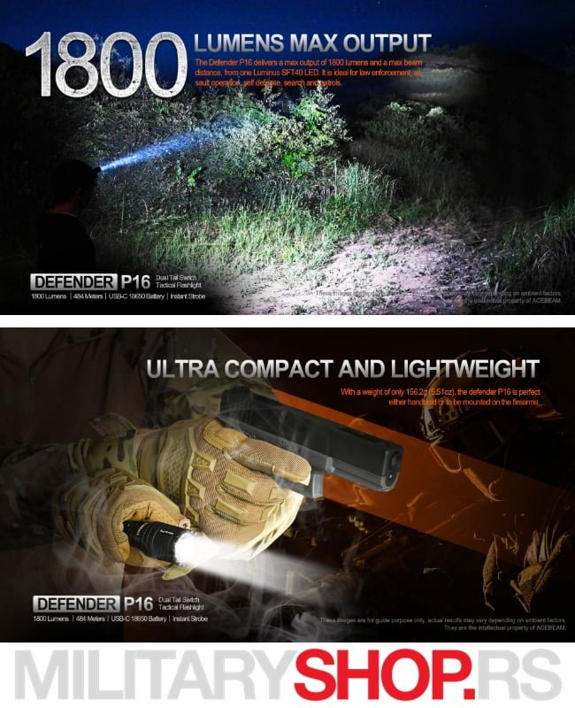 Acebeam P16 Defender LED Ručna Lampa - Slika 3